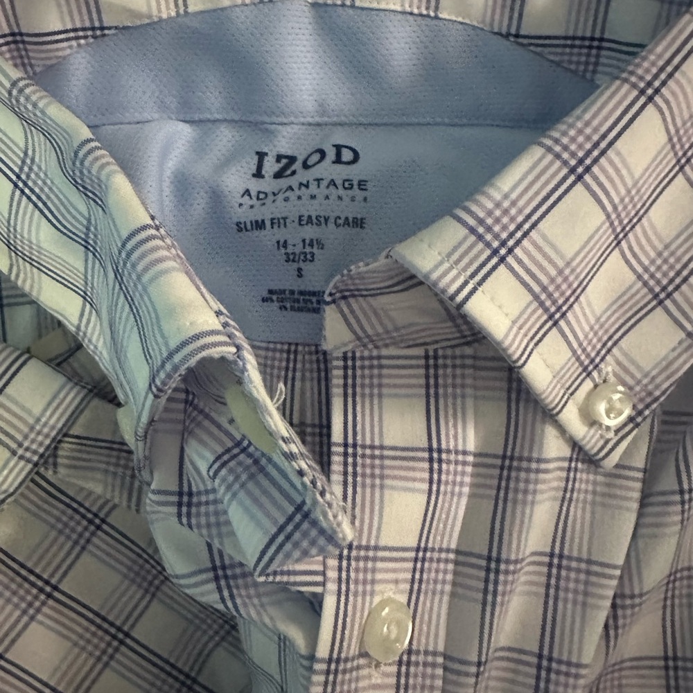 Izod Purple and White Dress/Casual button down Shirt